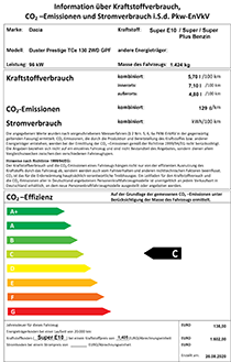 Emmisionsblatt Duster